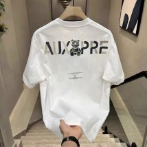T-shirt à manches courtes et col rond pour homme, coupe ajustée, tendance, imprimé, été 2025