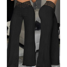 Pantalon femme mode taille haute décontractée pantalon drapé plissé creux ondulation de l'eau pantalon large