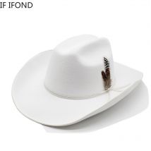 Fashion New 9.5CM Wide Brim Western Cowboy For Men's Vintage Fascinator Cowgirl Jazz Hat Cloche Church Caps Sombrero Hombre