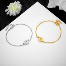 304 Stainless Steel Bear Bracelet With Pockmarks And Diamonds Simple Oval Diamond Women's Bracelet
