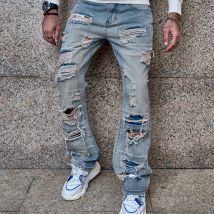 2023 New Casual Jeans Men's American Fashion Loose Pants High Street Wide Leg Pants