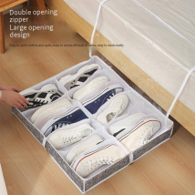 ​Under-Bed Shoe Storage Box - Clear Foldable Organizer With Dividers (Non-Woven Fabric, Space-Saving, Multi-Purpose)​