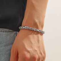 Bracelet en acier titane pour homme, chaîne carrée, tendance, chaîne empereur, bracelet moto en or