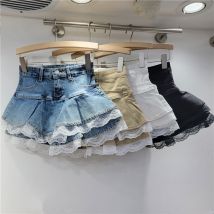 Jupe tutu en denim élastique, nouvelle collection, jupe tutu en dentelle multicouche, mini-jupe polyvalente
