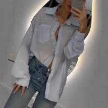 Vêtements pour femmes Chemise à paillettes Chemise fine Cardigan pour femmes Hauts amples Chemise