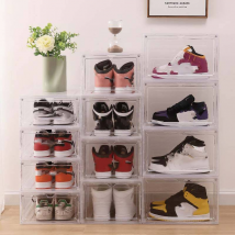 Clear Stackable Sneaker Storage Box - 12 Pack Shoe Display Case With Flip Top Lid For Basketball Shoes & Sneaker Collection