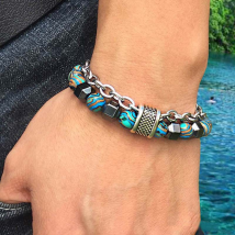 Men's Malachite BRACELET Metal Beads hip hop New Fashion Bracelet