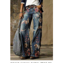 Jeans imprimés décontractés en denim pour femme