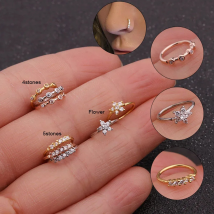 Anneau de nez en zircon micro incrusté de nouveau style unisexe pour femme, simple, fleur, piercing, anneau d'os, boucles d'oreilles populaires