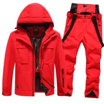 Trendy solid color ski suits, windproof, warm and cold proof, thickened single and double board skiing clothes and pants equipment, large size