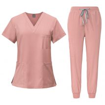 Vêtements de travail pour salon de beauté pour femmes, combinaison de gommage pour salle d'opération, vêtements de lavage des mains, combinaison de gommage élastique pour médecin à manches courtes