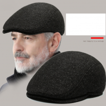 Autumn and winter outdoor cycling warm short brimmed beret middle aged and elderly men's casual thickened ear protection forward hat