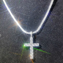 Shinning Dia Stone Crucifix Cross Pendants Necklace Stainless Steel Platinum Plated Men Women Lover Gift Jewelry