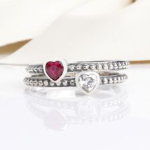 Bague cœur en argent plaqué cuivre blanc, pierres précieuses, tailles EU 50-60, cadeau d'anniversaire pour femme