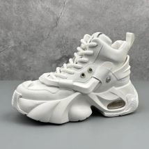 Baskets épaisses pour hommes, baskets tendance pour hommes, baskets en cuir pour hommes, chaussures de papa confortables à lacets décontractées à plateforme épaisse