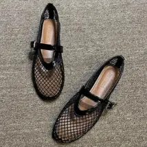 Sandales d'été en maille creuse pour femmes, chaussures plates peu profondes, mocassins de plage, de marche, de créateur, confortables, rétro, atillas