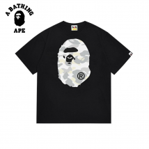 A BATHING APE BAPE-Simple Ape Head Men's Short Sleeved T-shirt With Letter Printed Pattern