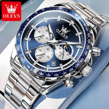 Montre à quartz pour homme classique multifonction pointeur lumineux étanche phase de lune date horloge montres-bracelets bracelet en acier