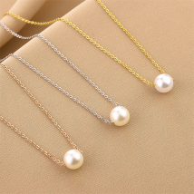 Stainless Steel Elegant One Pearl Necklace Female Minimalist Temperament Jewelry Customize Wedding