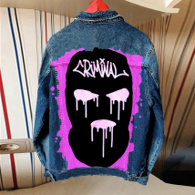 Vetement femme street graffiti veste en jean manteau en jean femme hiver produit unique