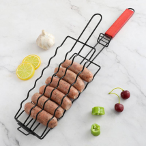 Pince à barbecue pour hot-dog en acier au carbone pour camping en plein air - Panier à saucisses antiadhésif pour une cuisson et un barbecue faciles
