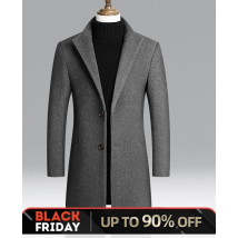 Trench-coat en tweed épais de longueur moyenne pour hommes, classique et léger, à la mode, décontracté, automne et hiver, offre spéciale!