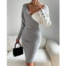Vêtements femme Robe midi manches longues col V