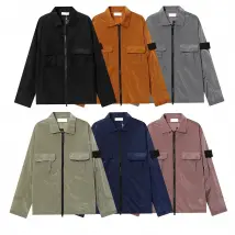 Men's Jackets 22ss Topstoney Spring Compass Badge Sleeve Patched Stone Women Men Pocket Coat Streetwear Turn Down
