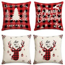 Housse de coussin décorative en forme de renne et de bonhomme de neige pour sapin de Noël
