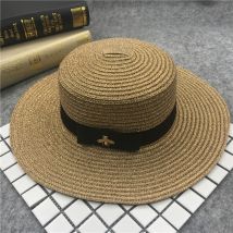 Nouveautés Été Chaud Femmes Vacances Élégant Ins Plage Chapeau De Paille Or Argent Protection Ribbob Visière Casquettes Plat Chapeaux De Soleil Dames Filles