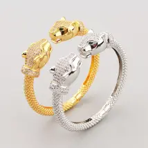 wide gold sliver Leopard Diamond Bangle bracelets chain Love Designer for women men open couple fashion designer Wedding