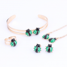 Fashion Girl Jewelry Lovely Ladybug Children Necklace Bangle Earring Ring Kids Baby Jewelry Set