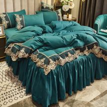 Luxury Ins-Style Bedding Collection: Exquisite Floral Embroidery,Plush Texture & Multi-Color Options , Mona Series Romance Lace Bedding Set