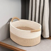 Panier de rangement tissé en corde de coton, style nordique, simple, grande capacité, pour articles ménagers, jouets pour enfants