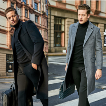 Vêtements pour hommes Manteau en laine épaisse pour hommes Manteau long décontracté