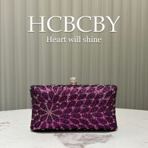 Purple Glittering Luxury Rhinestone Evening Bag - Elegant Clutch For Women