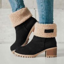 Large-size snow boots one shoe two women's chunky heel mid-calf boots