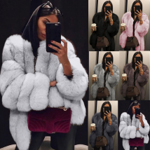 Manteau en fausse fourrure pour femme fausse fourrure de renard épissage mi-long fourrure artificielle