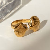 INS vent – ​​bague d'ouverture en acier inoxydable doré pour femmes, série océan, bijoux