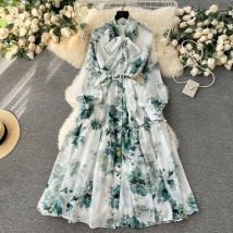 Robe longue à imprimé vintage pour femme