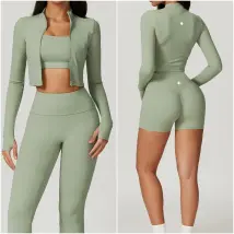 Tenue de yoga pour femmes, ensemble trois pièces, gilet + pantalon + veste, exercice près du corps, vêtements de course, entraînement élastique