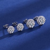 Fashion Moissanite Full Diamond Round Earrings Earrings Female Accessories Female Silver Plated Earrings Ladies