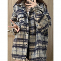 Women's Street Fashion Brand Woolen Plaid Shirt Women's Work Jacket