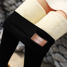 Leggings en peau d'agneau super épais pour femmes, en coton d'hiver, plus polaire épaissie pour porter un pantalon intégré taille haute, pantalon thermique en coton