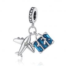 Pendentif en perles pour bagages d'avion Tour Eiffel en cuivre blanc plaqué argent