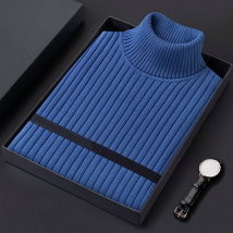 Men's Clothing Autumn And Winter Men's Turtleneck Sweater Trend Slim Thick Base Layer Sweater Youth Solid Color Cable Knit Sweater Men