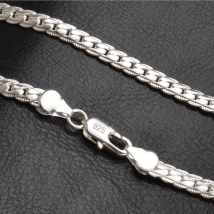 QSZB Necklace 5mm 50cm Men Jewelry Wholesale New Fashion  stamp sier color Big Long Wide Tendy Male Full Side Chain For