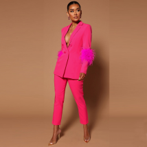 Costume femme mode automne plume veste droite