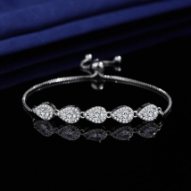 Oval Sparkling Diamond Zircon Bracelet Women's Bracelet With Adjustable Pull-out Bracelet