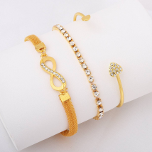 3pcs/set Lucky Love Bracelet Set – Heart & Infinity Symbol Stackable Bangles (Gold/Silver)​